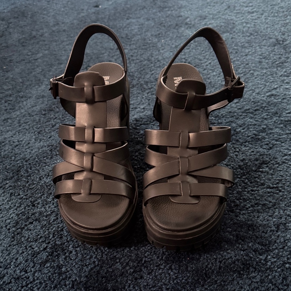 MIA Black Woven Strap Sandals